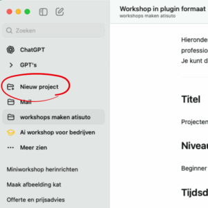 Projecten aanmaken in ChatGPT